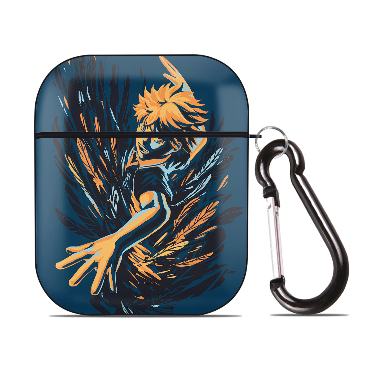（画像用） ハイキュー!! Haikyu!! AirPods 第2世代保護ケース ハードシェル ブラック 耐衝撃・防指紋・カラビナ付き