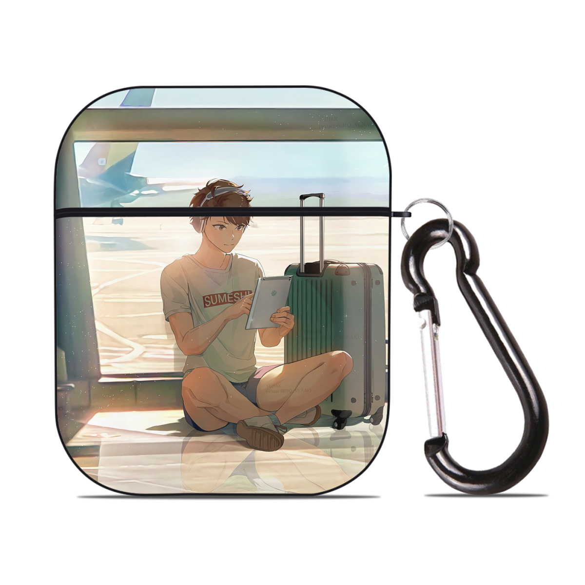 （画像用） ハイキュー!! Haikyu!! AirPods 第2世代保護ケース ハードシェル ブラック 耐衝撃・防指紋・カラビナ付き