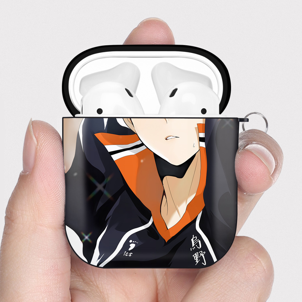 （画像用） ハイキュー!! Haikyu!! AirPods 第2世代保護ケース ハードシェル ブラック 耐衝撃・防指紋・カラビナ付き