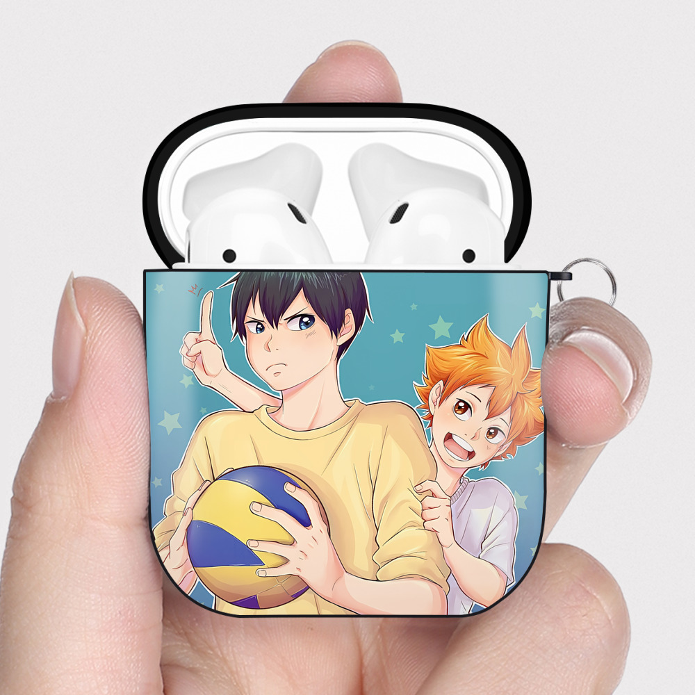 （画像用） ハイキュー!! Haikyu!! AirPods 第2世代保護ケース ハードシェル ブラック 耐衝撃・防指紋・カラビナ付き