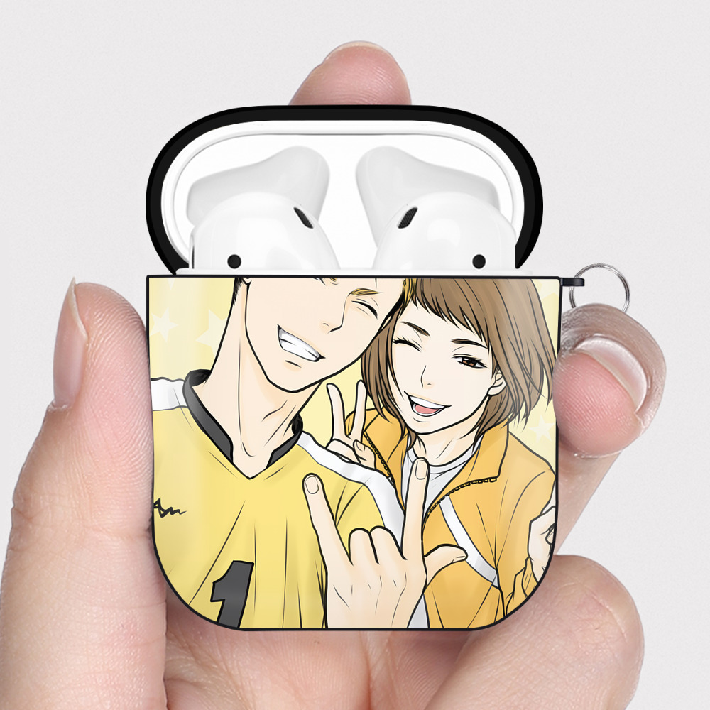 （画像用） ハイキュー!! Haikyu!! AirPods 第2世代保護ケース ハードシェル ブラック 耐衝撃・防指紋・カラビナ付き