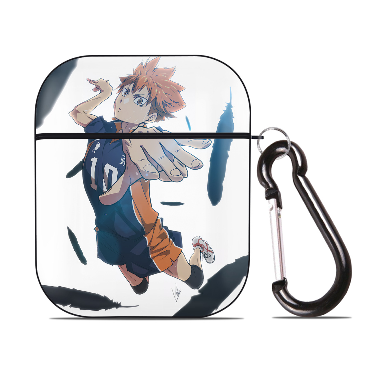 （画像用） ハイキュー!! Haikyu!! AirPods 第2世代保護ケース ハードシェル ブラック 耐衝撃・防指紋・カラビナ付き