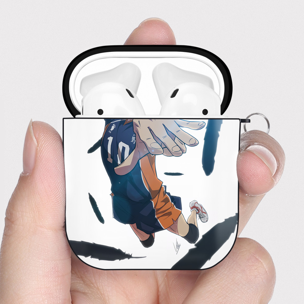 （画像用） ハイキュー!! Haikyu!! AirPods 第2世代保護ケース ハードシェル ブラック 耐衝撃・防指紋・カラビナ付き