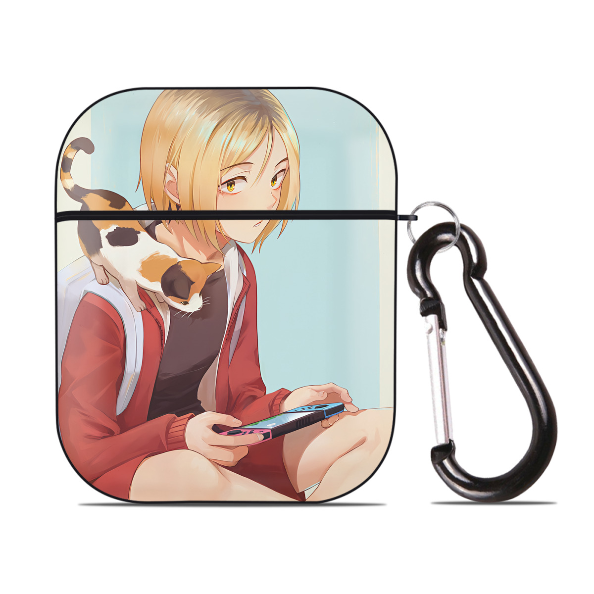 （画像用） ハイキュー!! Haikyu!! AirPods 第2世代保護ケース ハードシェル ブラック 耐衝撃・防指紋・カラビナ付き