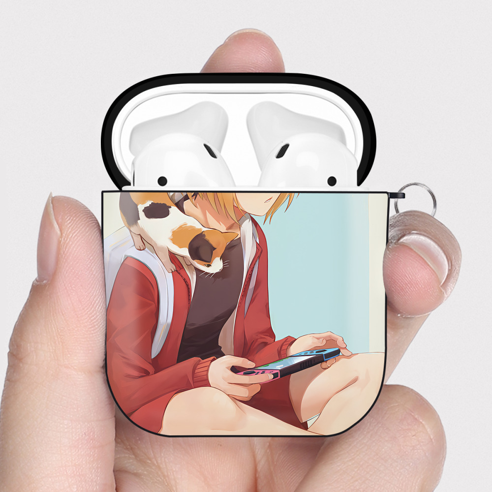 （画像用） ハイキュー!! Haikyu!! AirPods 第2世代保護ケース ハードシェル ブラック 耐衝撃・防指紋・カラビナ付き