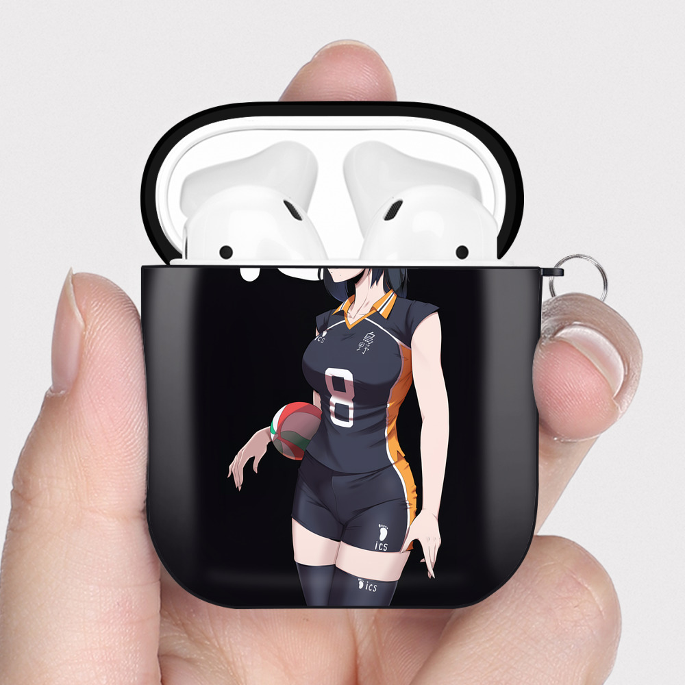 （画像用） ハイキュー!! Haikyu!! AirPods 第2世代保護ケース ハードシェル ブラック 耐衝撃・防指紋・カラビナ付き
