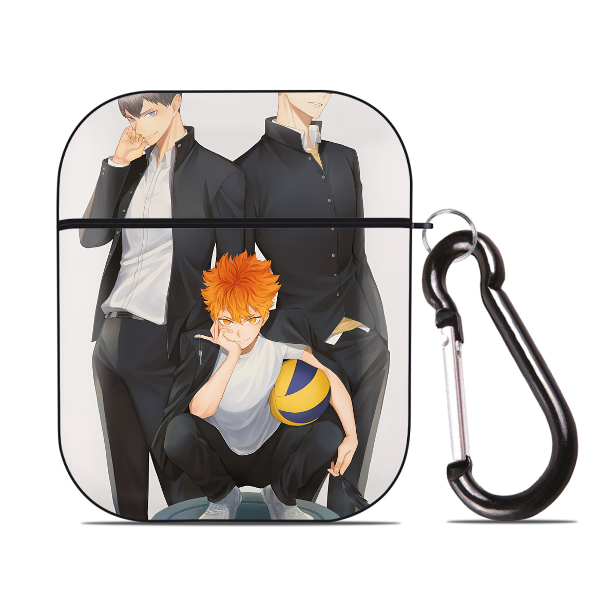 （画像用） ハイキュー!! Haikyu!! AirPods 第2世代保護ケース ハードシェル ブラック 耐衝撃・防指紋・カラビナ付き