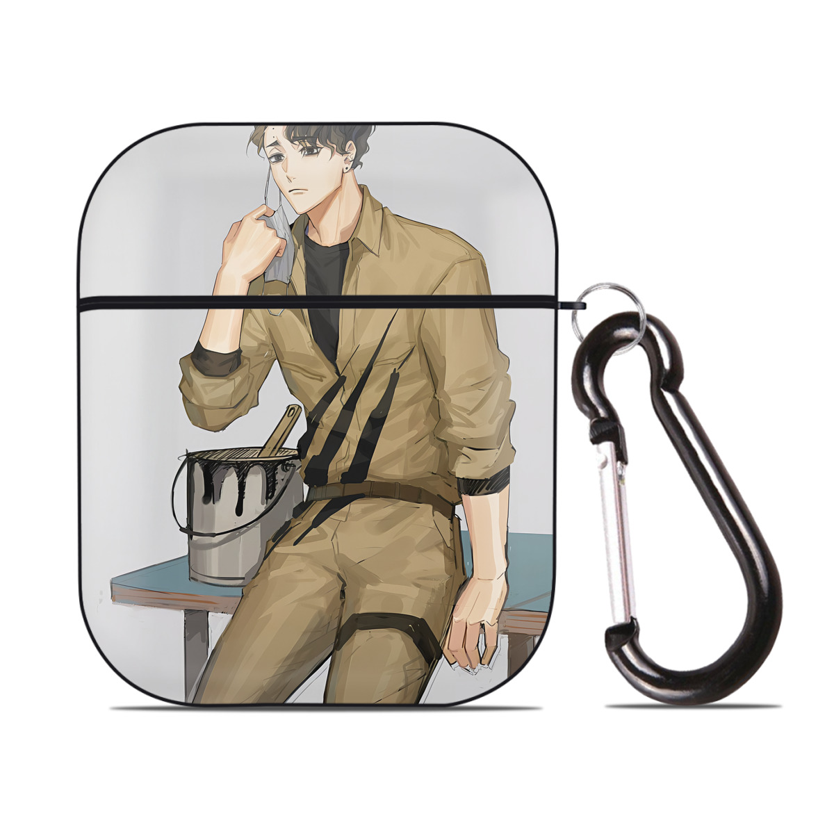 （画像用） ハイキュー!! Haikyu!! AirPods 第2世代保護ケース ハードシェル ブラック 耐衝撃・防指紋・カラビナ付き