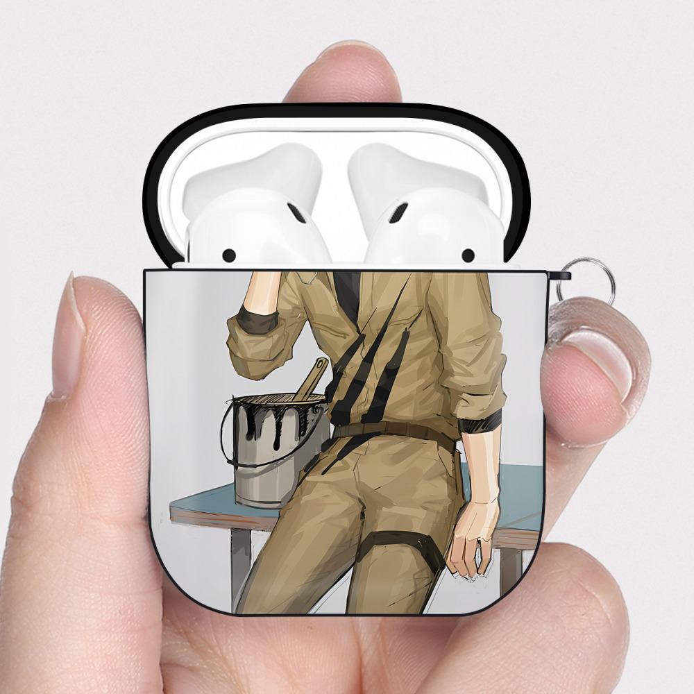 （画像用） ハイキュー!! Haikyu!! AirPods 第2世代保護ケース ハードシェル ブラック 耐衝撃・防指紋・カラビナ付き
