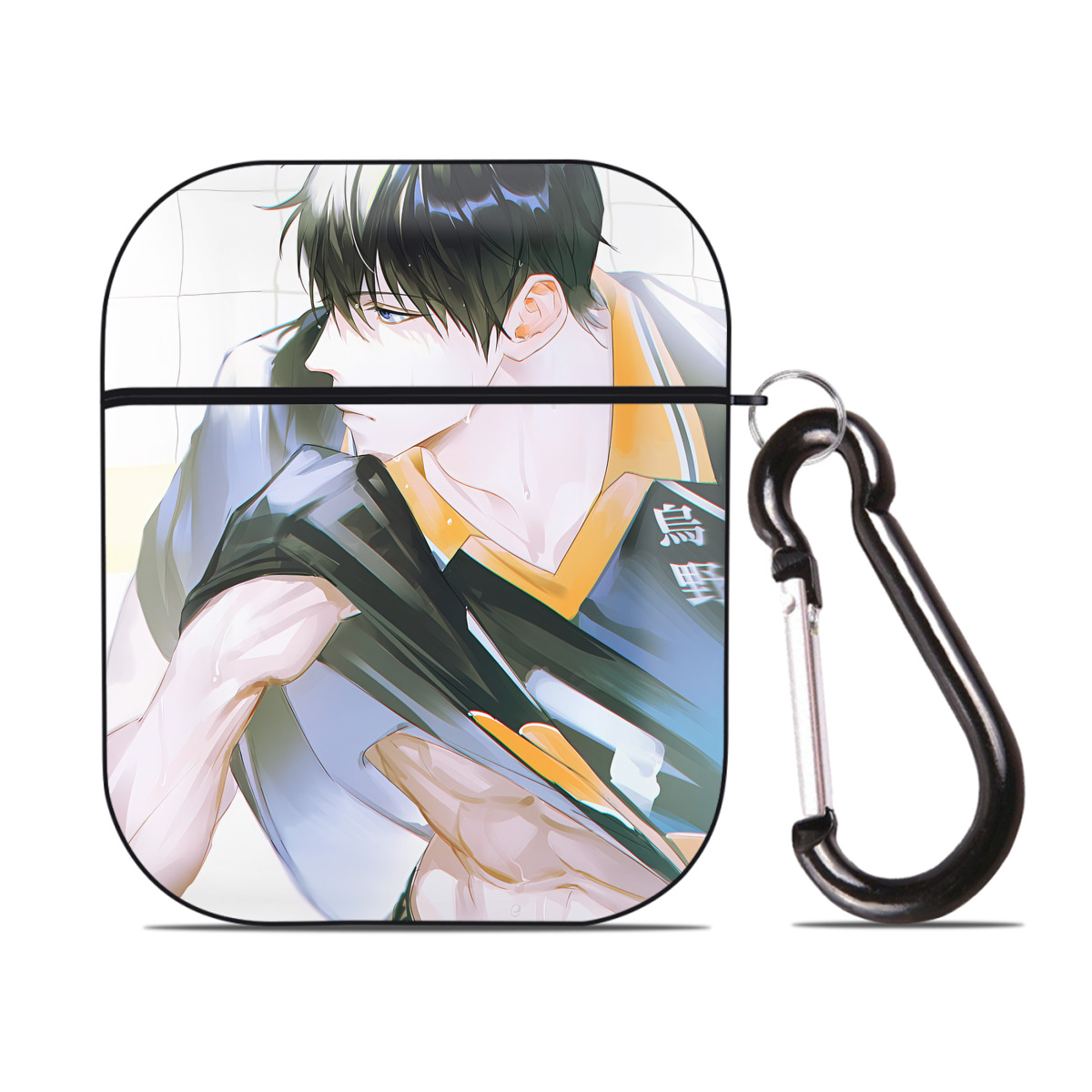 （画像用） ハイキュー!! Haikyu!! AirPods 第2世代保護ケース ハードシェル ブラック 耐衝撃・防指紋・カラビナ付き
