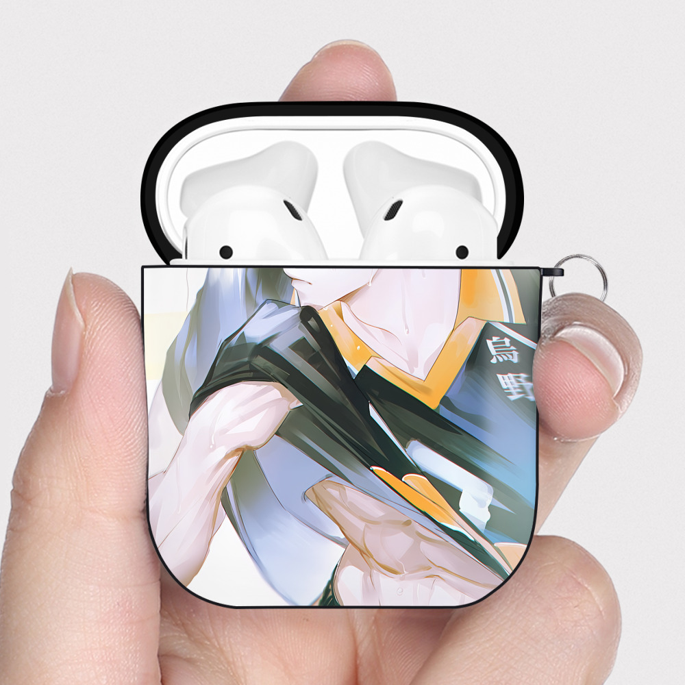 （画像用） ハイキュー!! Haikyu!! AirPods 第2世代保護ケース ハードシェル ブラック 耐衝撃・防指紋・カラビナ付き