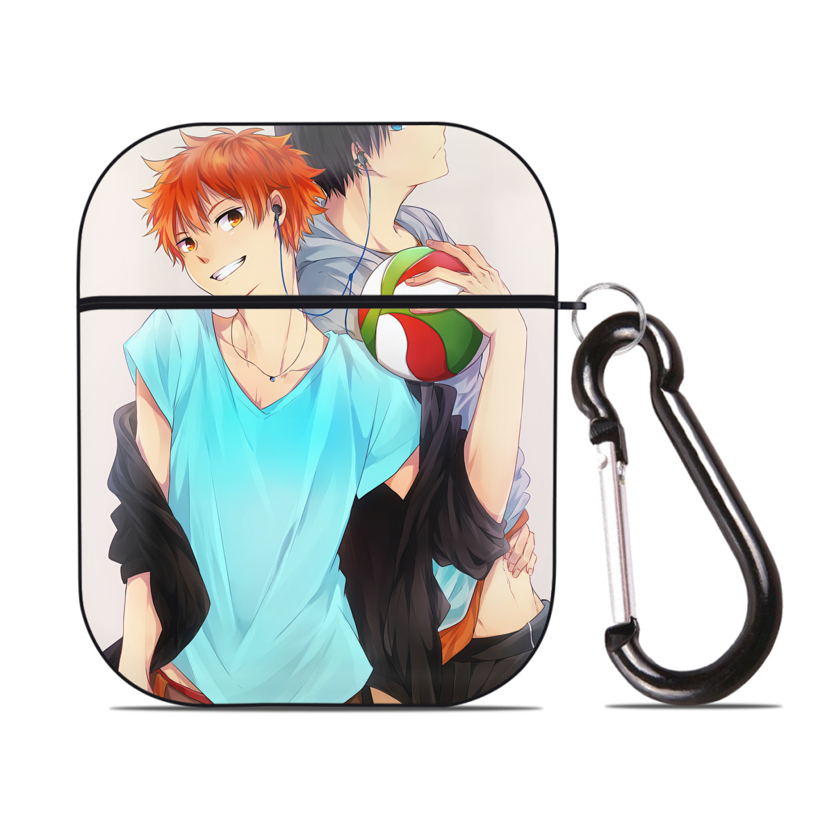 （画像用） ハイキュー!! Haikyu!! AirPods 第2世代保護ケース ハードシェル ブラック 耐衝撃・防指紋・カラビナ付き