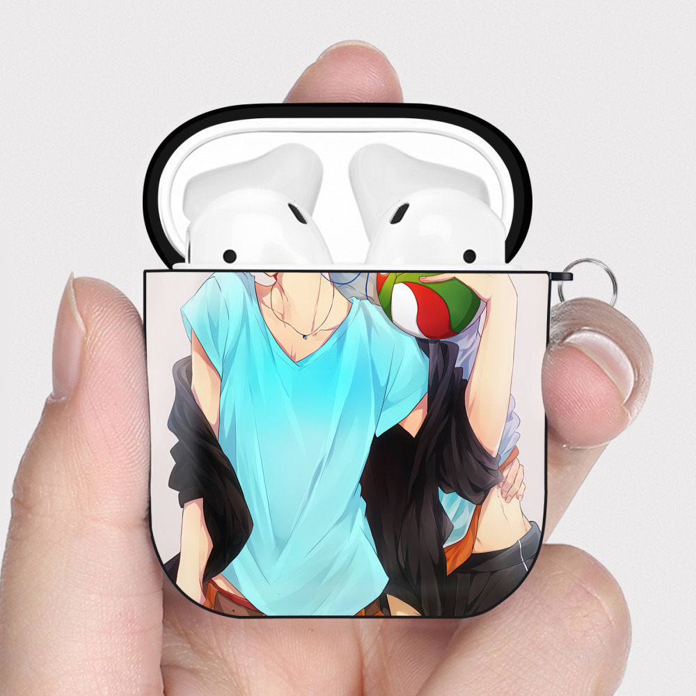 （画像用） ハイキュー!! Haikyu!! AirPods 第2世代保護ケース ハードシェル ブラック 耐衝撃・防指紋・カラビナ付き