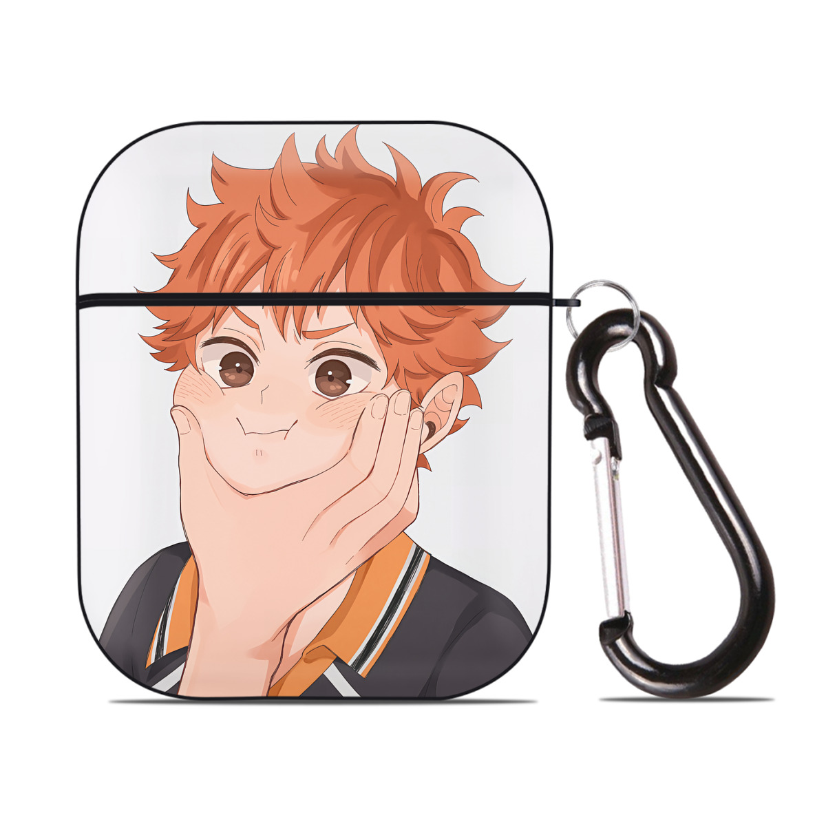 （画像用） ハイキュー!! Haikyu!! AirPods 第2世代保護ケース ハードシェル ブラック 耐衝撃・防指紋・カラビナ付き