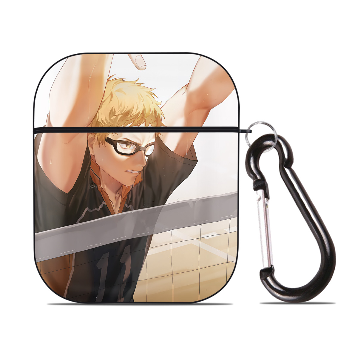 （画像用） ハイキュー!! Haikyu!! AirPods 第2世代保護ケース ハードシェル ブラック 耐衝撃・防指紋・カラビナ付き