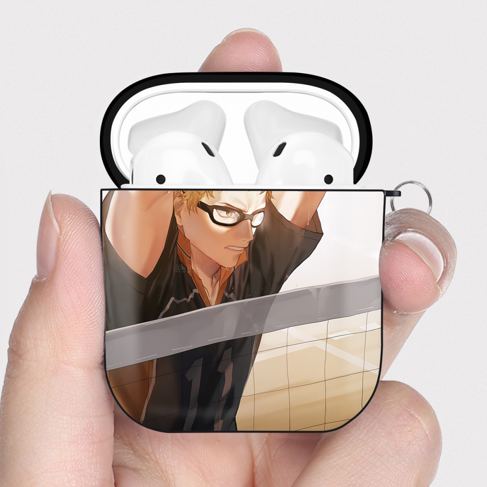 （画像用） ハイキュー!! Haikyu!! AirPods 第2世代保護ケース ハードシェル ブラック 耐衝撃・防指紋・カラビナ付き