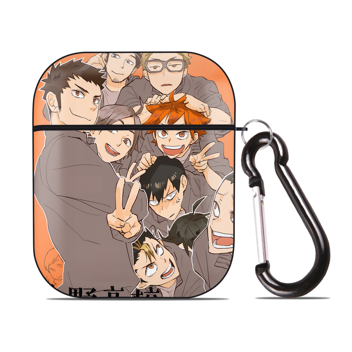 （画像用） ハイキュー!! Haikyu!! AirPods 第2世代保護ケース ハードシェル ブラック 耐衝撃・防指紋・カラビナ付き