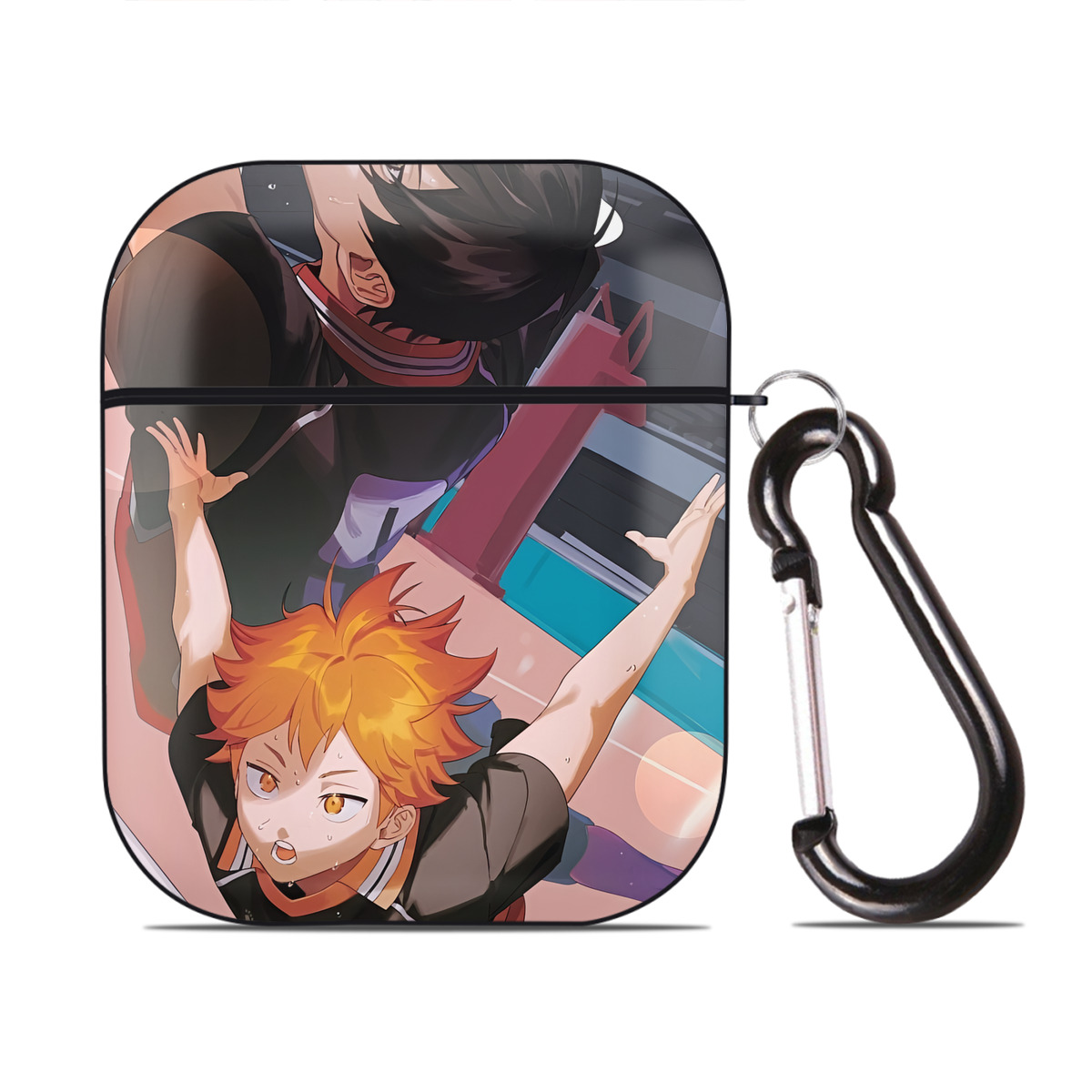 （画像用） ハイキュー!! Haikyu!! AirPods 第2世代保護ケース ハードシェル ブラック 耐衝撃・防指紋・カラビナ付き