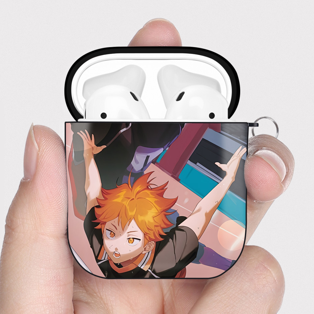 （画像用） ハイキュー!! Haikyu!! AirPods 第2世代保護ケース ハードシェル ブラック 耐衝撃・防指紋・カラビナ付き