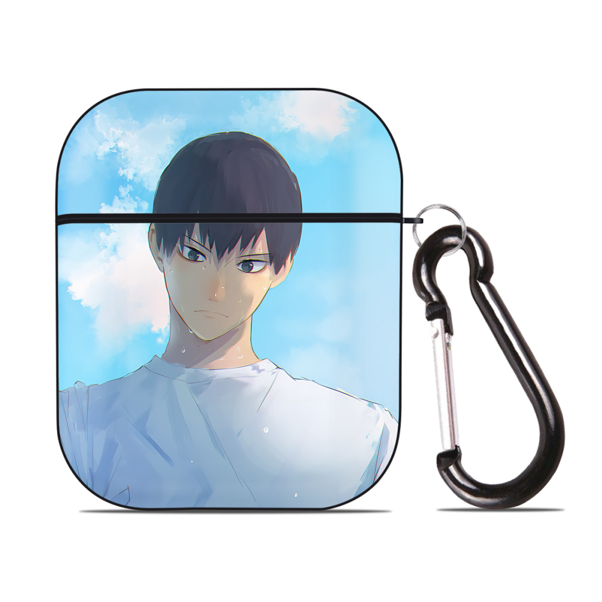 （画像用） ハイキュー!! Haikyu!! AirPods 第2世代保護ケース ハードシェル ブラック 耐衝撃・防指紋・カラビナ付き