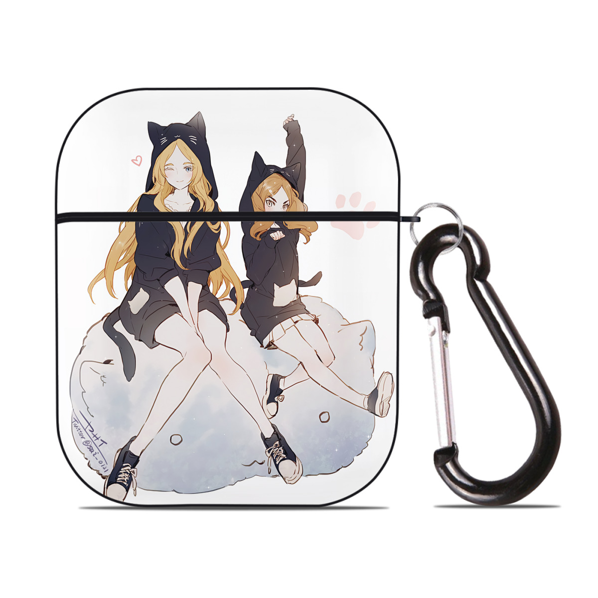 （画像用） ハイキュー!! Haikyu!! AirPods 第2世代保護ケース ハードシェル ブラック 耐衝撃・防指紋・カラビナ付き
