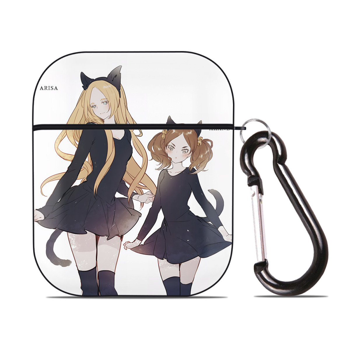 （画像用） ハイキュー!! Haikyu!! AirPods 第2世代保護ケース ハードシェル ブラック 耐衝撃・防指紋・カラビナ付き