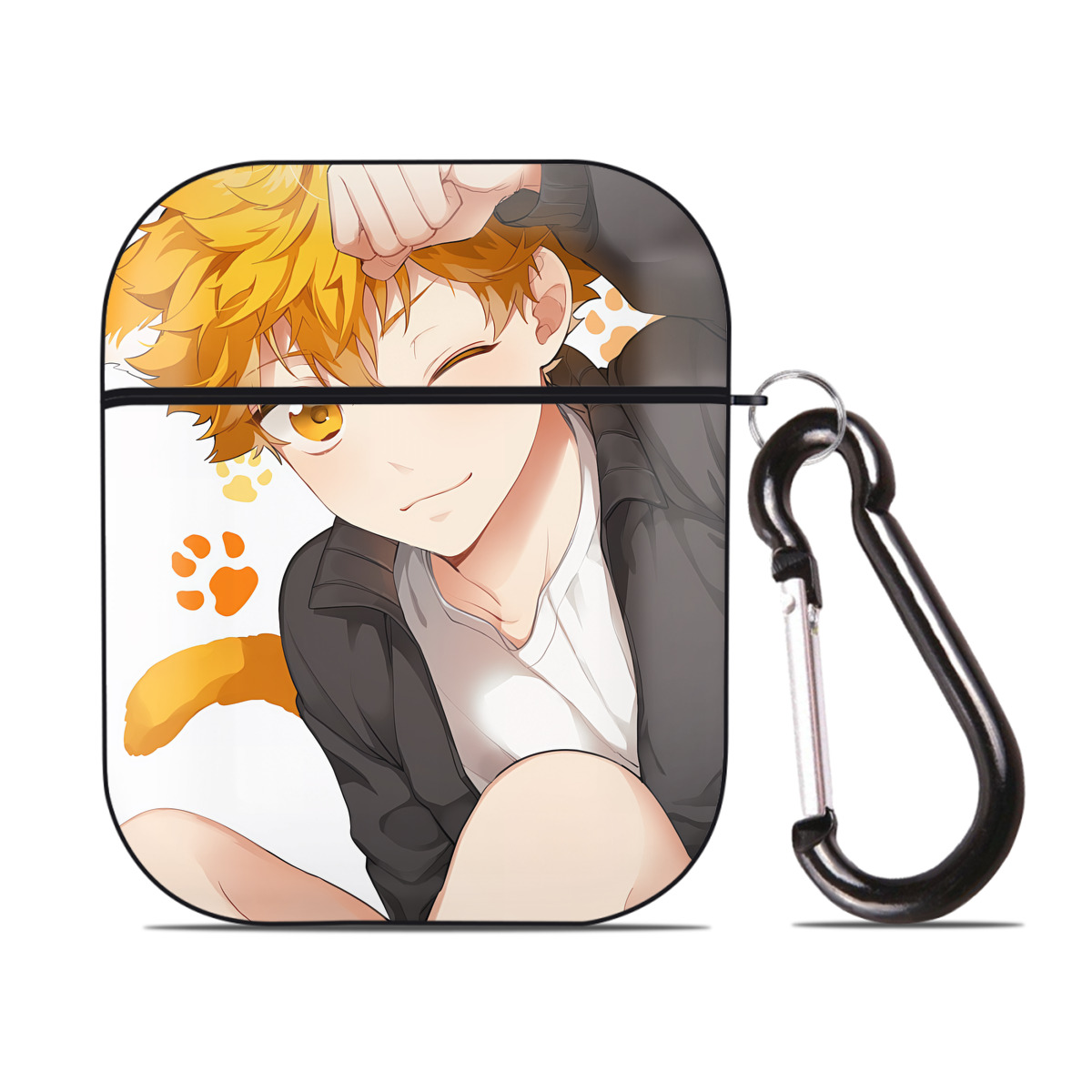 （画像用） ハイキュー!! Haikyu!! AirPods 第2世代保護ケース ハードシェル ブラック 耐衝撃・防指紋・カラビナ付き