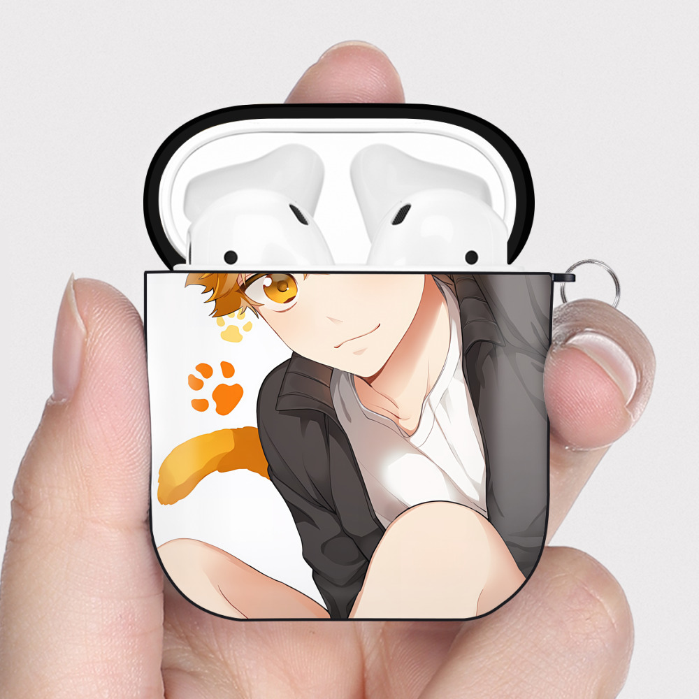 （画像用） ハイキュー!! Haikyu!! AirPods 第2世代保護ケース ハードシェル ブラック 耐衝撃・防指紋・カラビナ付き