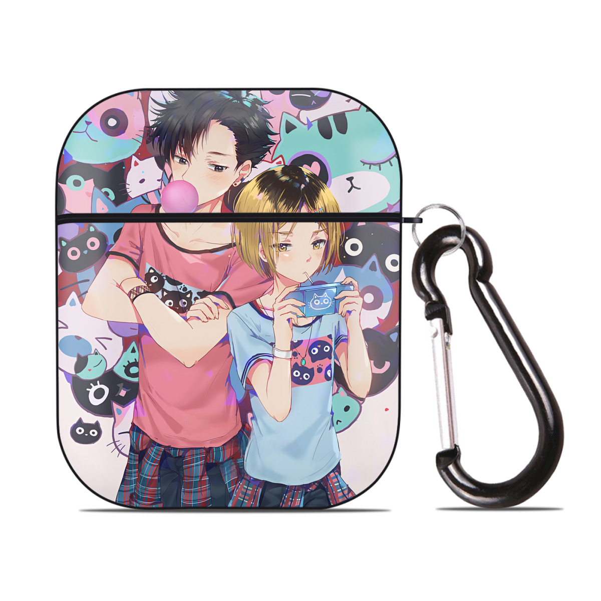 （画像用） ハイキュー!! Haikyu!! AirPods 第2世代保護ケース ハードシェル ブラック 耐衝撃・防指紋・カラビナ付き