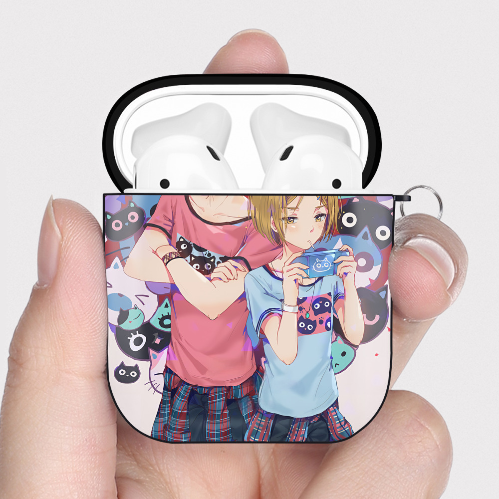 （画像用） ハイキュー!! Haikyu!! AirPods 第2世代保護ケース ハードシェル ブラック 耐衝撃・防指紋・カラビナ付き