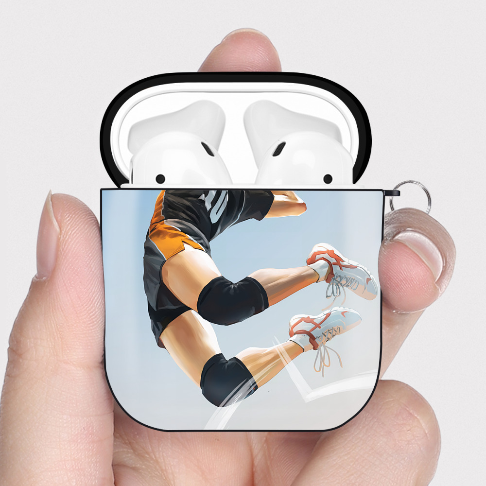 （画像用） ハイキュー!! Haikyu!! AirPods 第2世代保護ケース ハードシェル ブラック 耐衝撃・防指紋・カラビナ付き