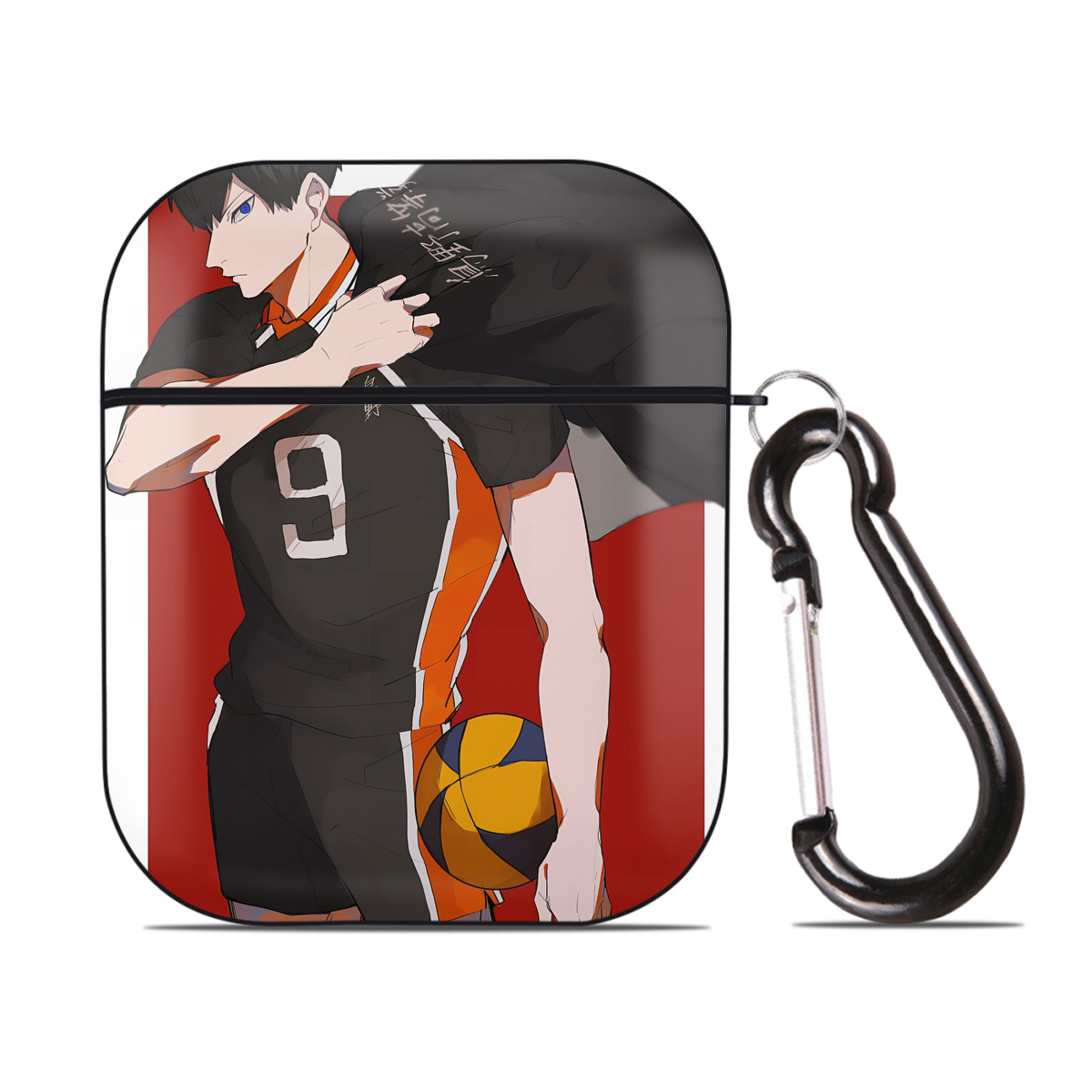 （画像用） ハイキュー!! Haikyu!! AirPods 第2世代保護ケース ハードシェル ブラック 耐衝撃・防指紋・カラビナ付き