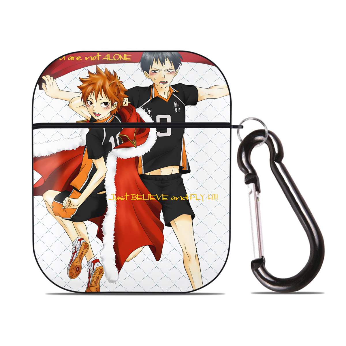 （画像用） ハイキュー!! Haikyu!! AirPods 第2世代保護ケース ハードシェル ブラック 耐衝撃・防指紋・カラビナ付き