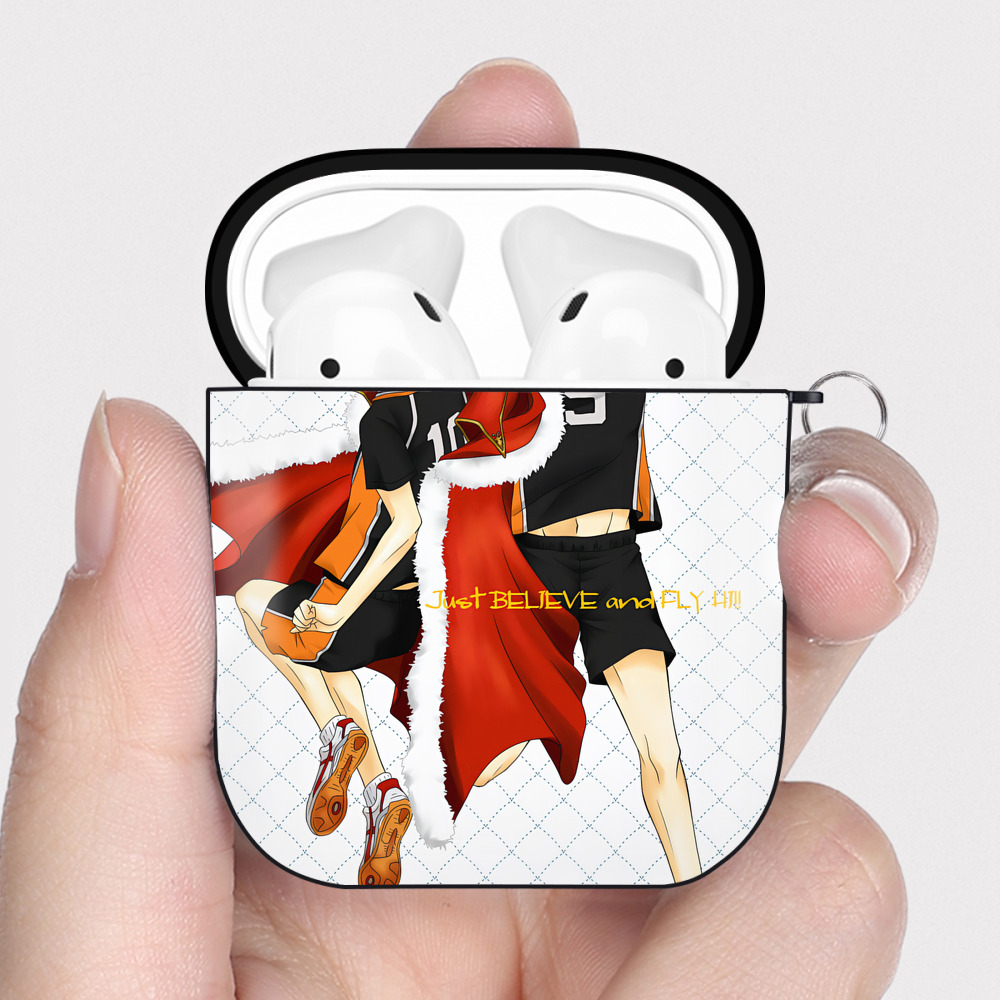 （画像用） ハイキュー!! Haikyu!! AirPods 第2世代保護ケース ハードシェル ブラック 耐衝撃・防指紋・カラビナ付き