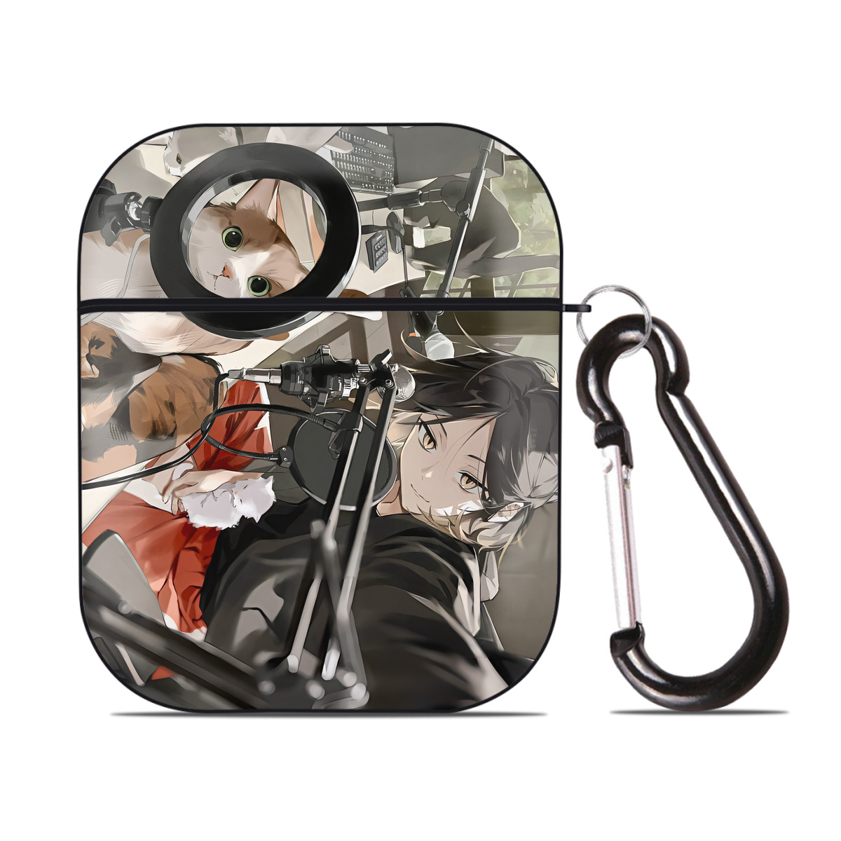 （画像用） ハイキュー!! Haikyu!! AirPods 第2世代保護ケース ハードシェル ブラック 耐衝撃・防指紋・カラビナ付き
