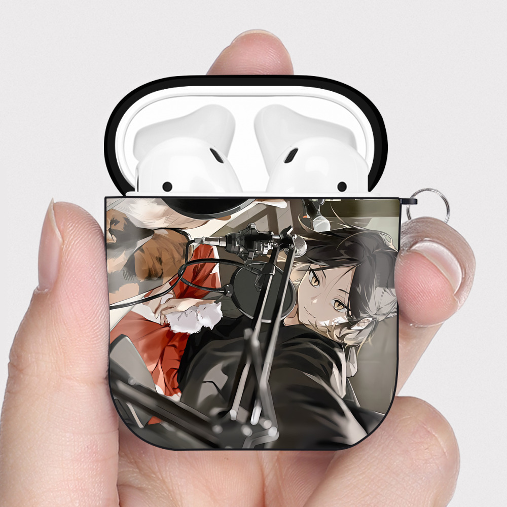 （画像用） ハイキュー!! Haikyu!! AirPods 第2世代保護ケース ハードシェル ブラック 耐衝撃・防指紋・カラビナ付き