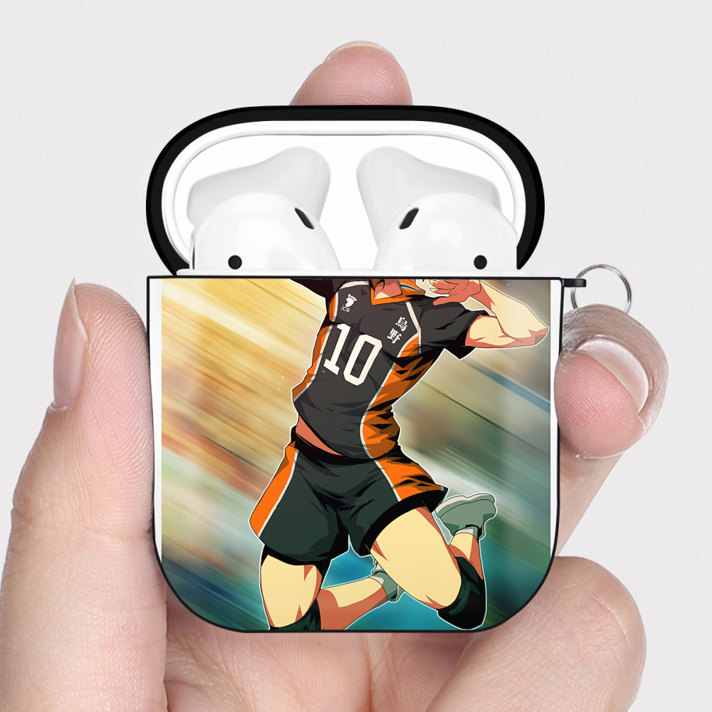 （画像用） ハイキュー!! Haikyu!! AirPods 第2世代保護ケース ハードシェル ブラック 耐衝撃・防指紋・カラビナ付き