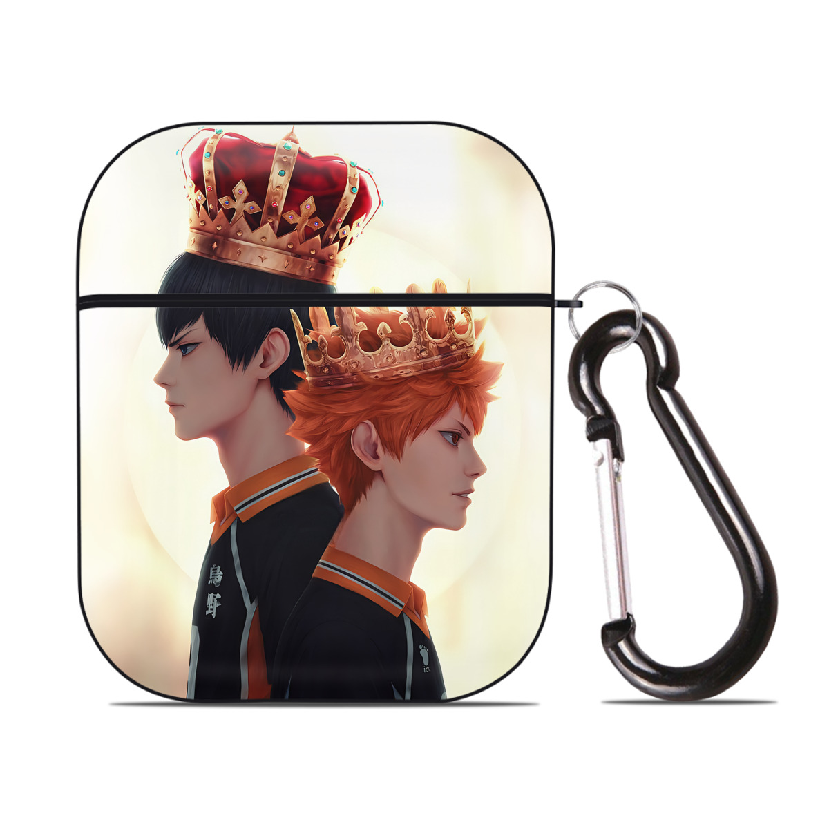 （画像用） ハイキュー!! Haikyu!! AirPods 第2世代保護ケース ハードシェル ブラック 耐衝撃・防指紋・カラビナ付き