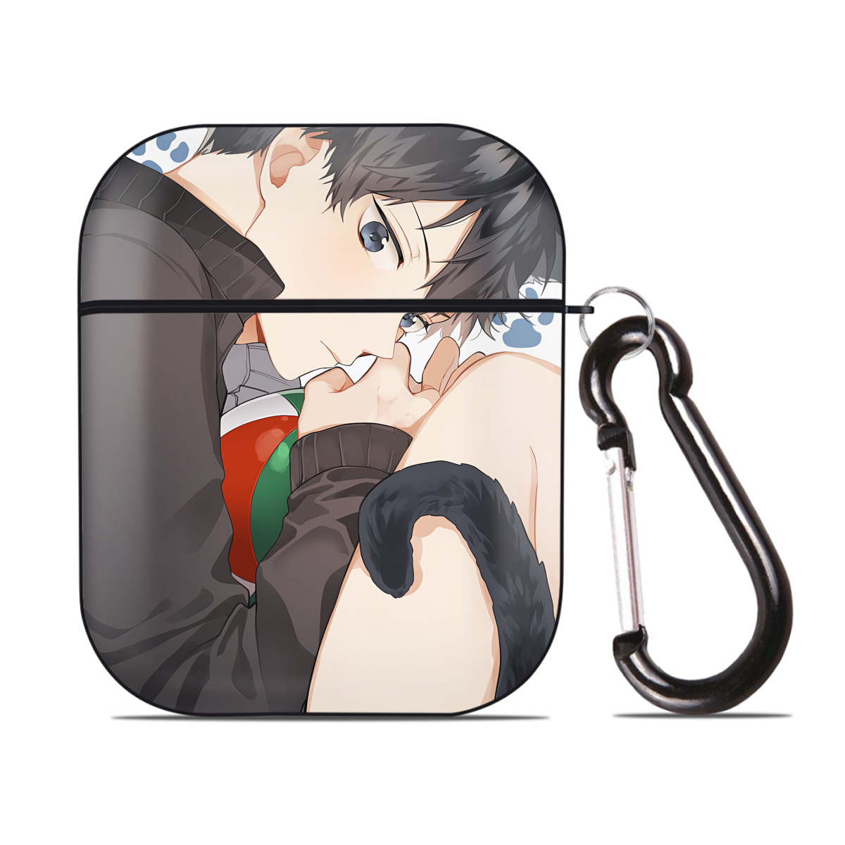 （画像用） ハイキュー!! Haikyu!! AirPods 第2世代保護ケース ハードシェル ブラック 耐衝撃・防指紋・カラビナ付き