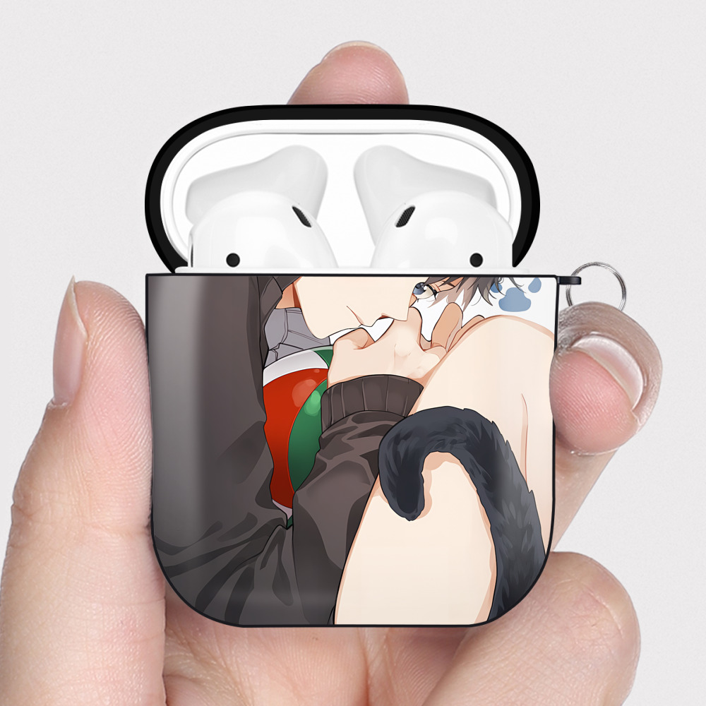 （画像用） ハイキュー!! Haikyu!! AirPods 第2世代保護ケース ハードシェル ブラック 耐衝撃・防指紋・カラビナ付き