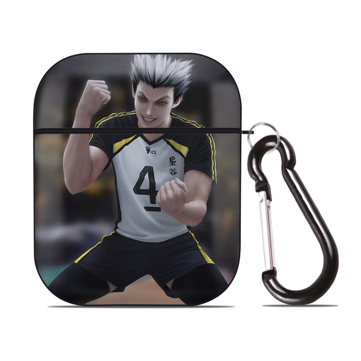 （画像用） ハイキュー!! Haikyu!! AirPods 第2世代保護ケース ハードシェル ブラック 耐衝撃・防指紋・カラビナ付き