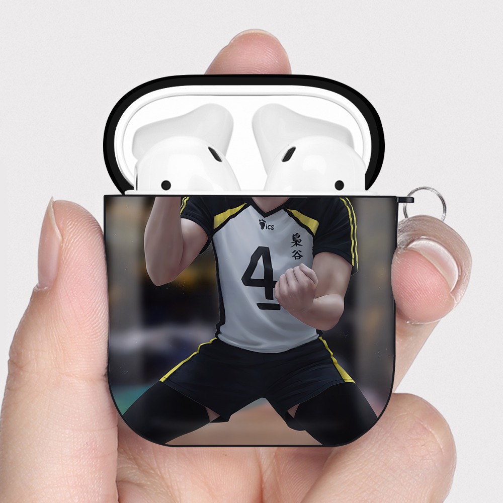 （画像用） ハイキュー!! Haikyu!! AirPods 第2世代保護ケース ハードシェル ブラック 耐衝撃・防指紋・カラビナ付き