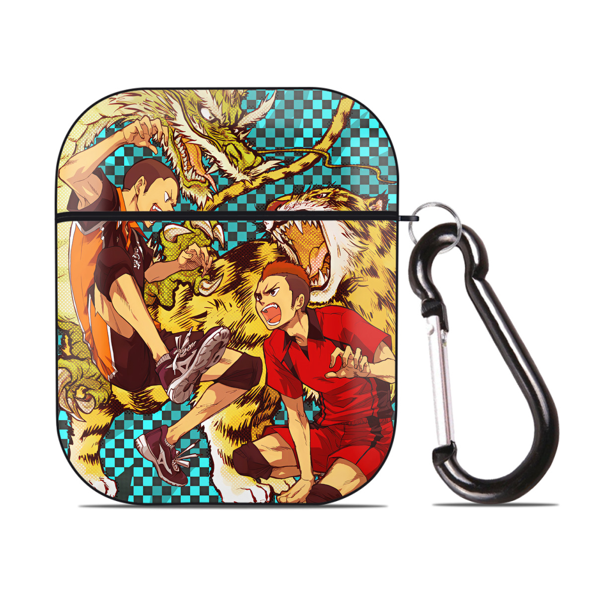 （画像用） ハイキュー!! Haikyu!! AirPods 第2世代保護ケース ハードシェル ブラック 耐衝撃・防指紋・カラビナ付き