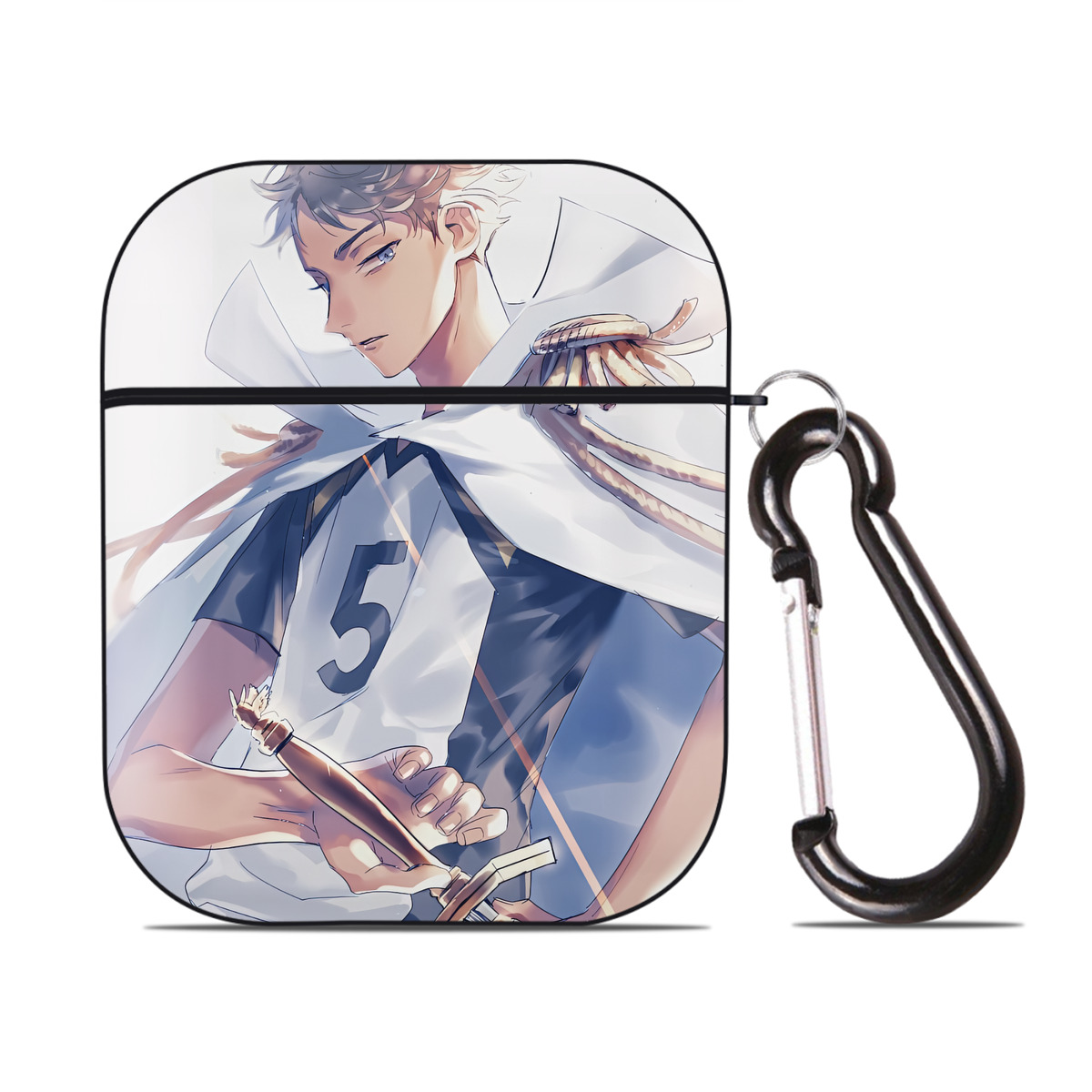 （画像用） ハイキュー!! Haikyu!! AirPods 第2世代保護ケース ハードシェル ブラック 耐衝撃・防指紋・カラビナ付き