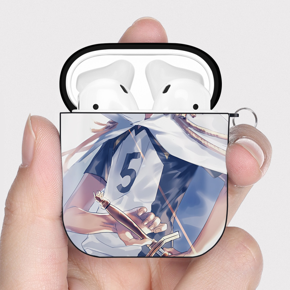 （画像用） ハイキュー!! Haikyu!! AirPods 第2世代保護ケース ハードシェル ブラック 耐衝撃・防指紋・カラビナ付き