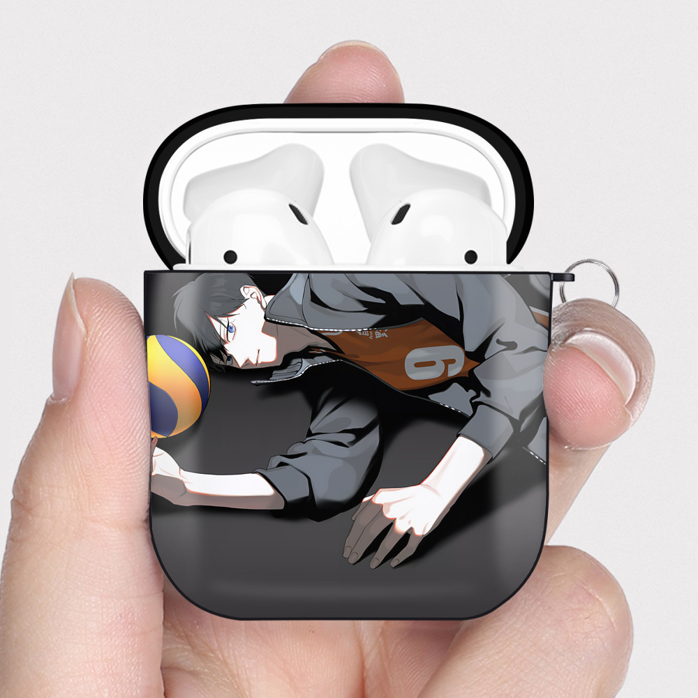 （画像用） ハイキュー!! Haikyu!! AirPods 第2世代保護ケース ハードシェル ブラック 耐衝撃・防指紋・カラビナ付き