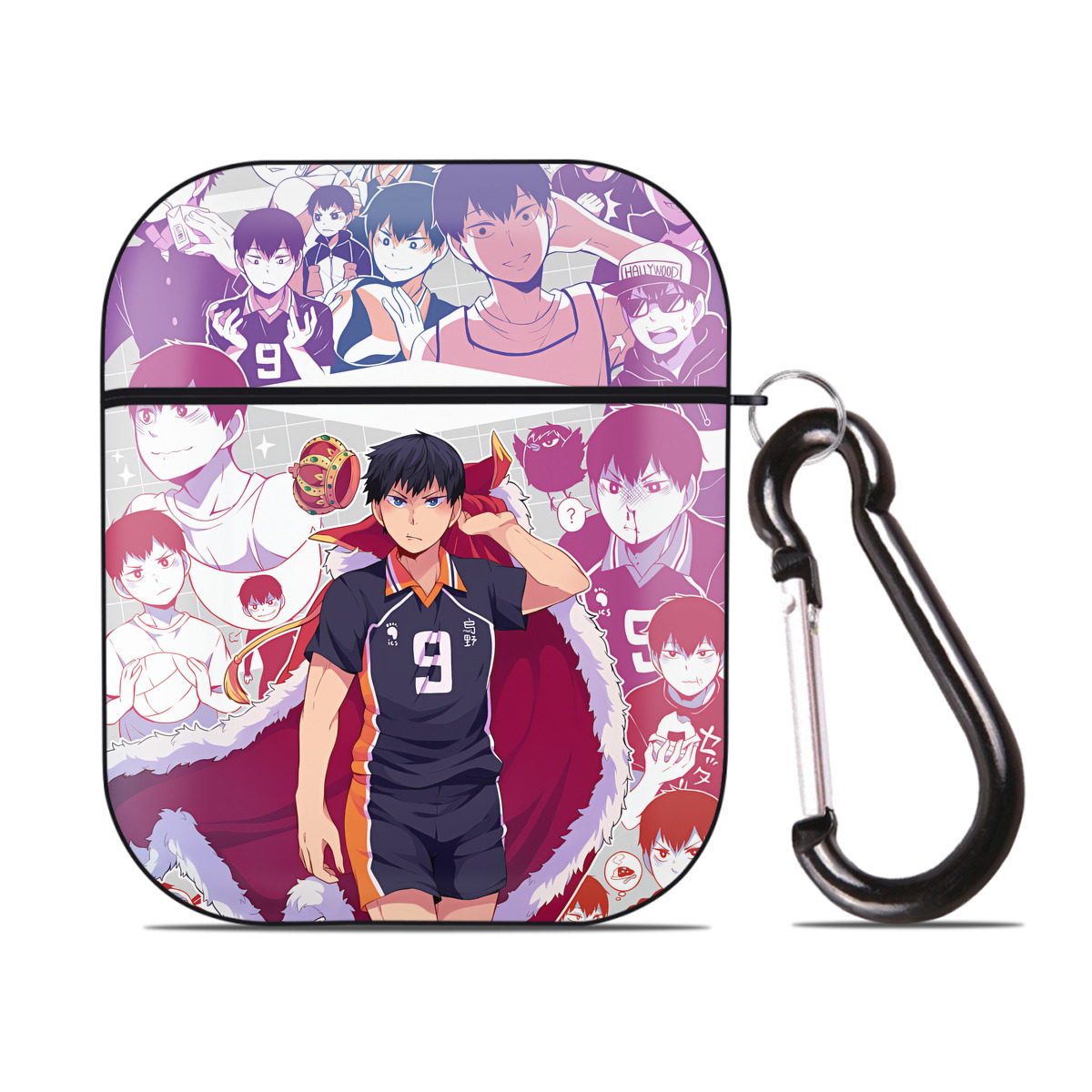 （画像用） ハイキュー!! Haikyu!! AirPods 第2世代保護ケース ハードシェル ブラック 耐衝撃・防指紋・カラビナ付き
