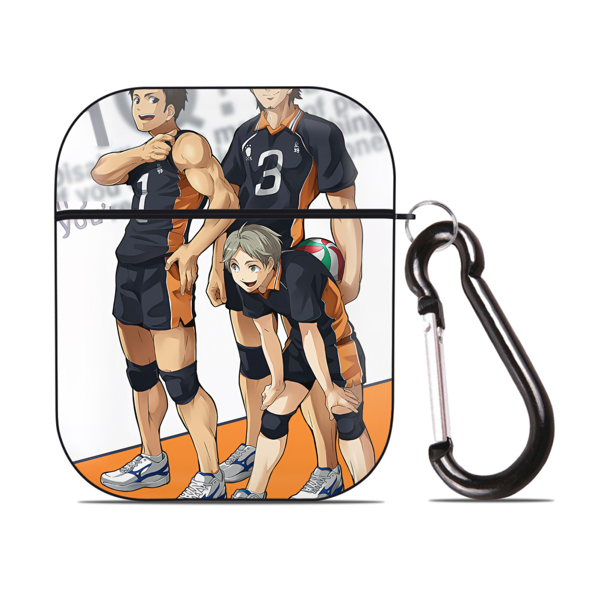 （画像用） ハイキュー!! Haikyu!! AirPods 第2世代保護ケース ハードシェル ブラック 耐衝撃・防指紋・カラビナ付き