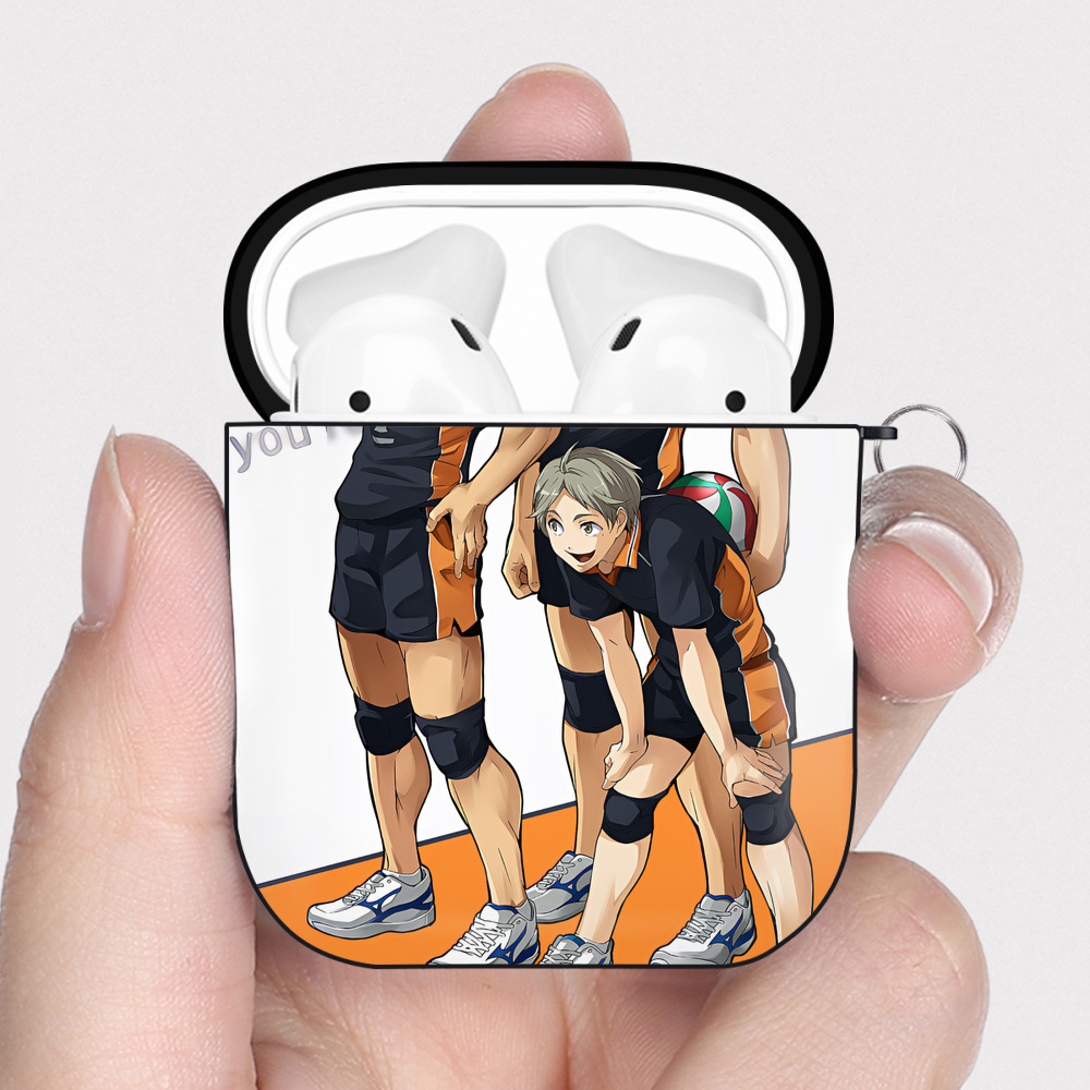 （画像用） ハイキュー!! Haikyu!! AirPods 第2世代保護ケース ハードシェル ブラック 耐衝撃・防指紋・カラビナ付き