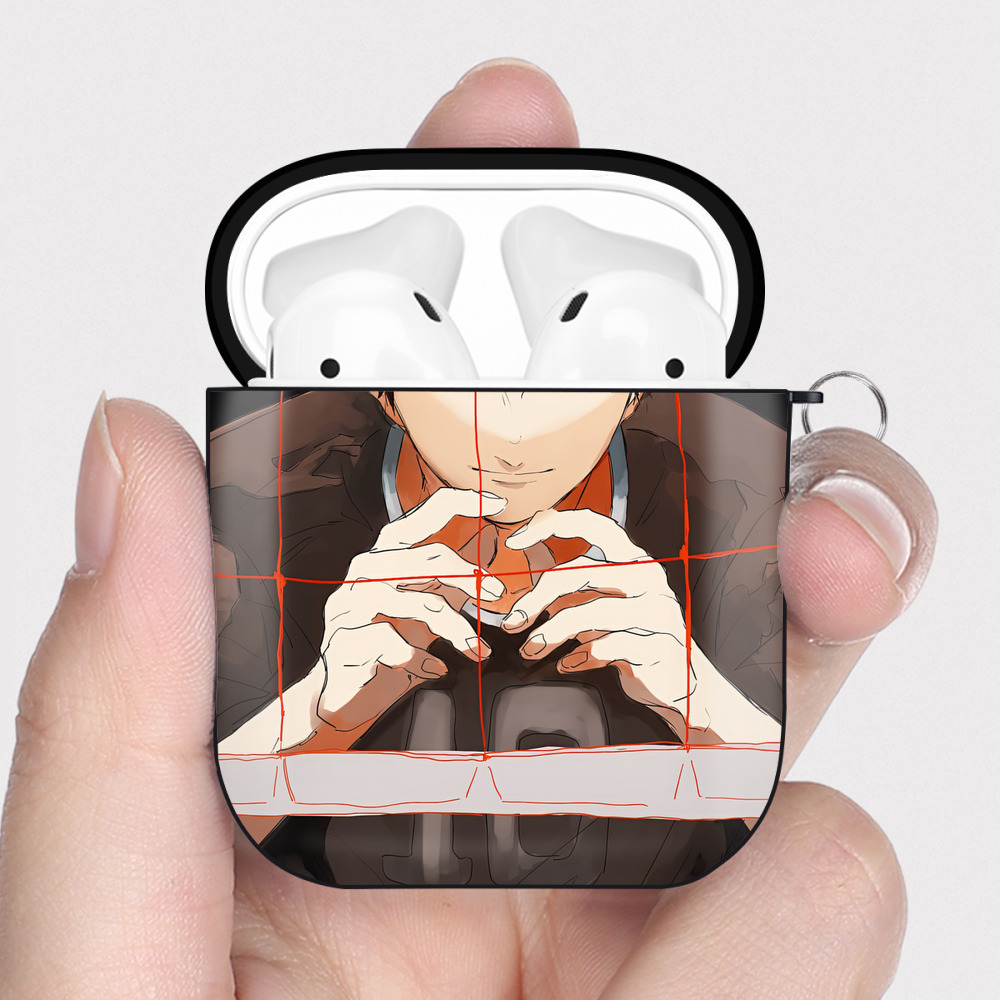 （画像用） ハイキュー!! Haikyu!! AirPods 第2世代保護ケース ハードシェル ブラック 耐衝撃・防指紋・カラビナ付き